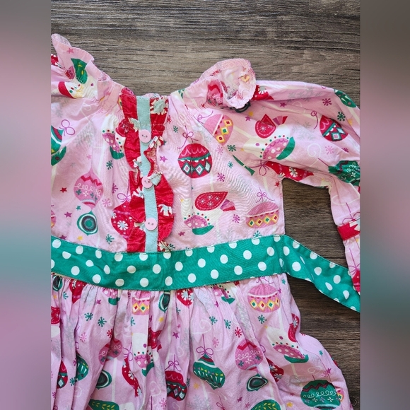 Jelly The Pug Christmas Pink Holiday Dress with Festive Ornament Patterns - Picture 2 of 4